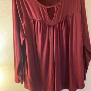 Women's Burgundy Long Sleeve Top